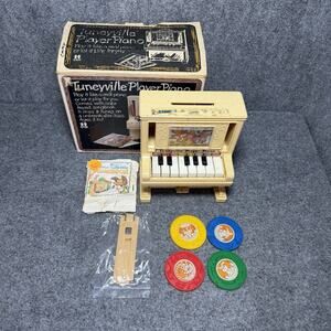 1978 Vintage TOMY Tuneyville Player Piano w/ Box & 4 Discs - Not Working Parts